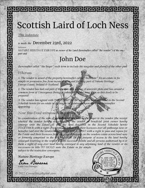 Free Nobility Title Scottish Laird Title