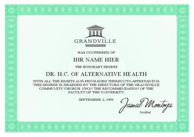 Homöopathie Doktortitel von der Grandville University