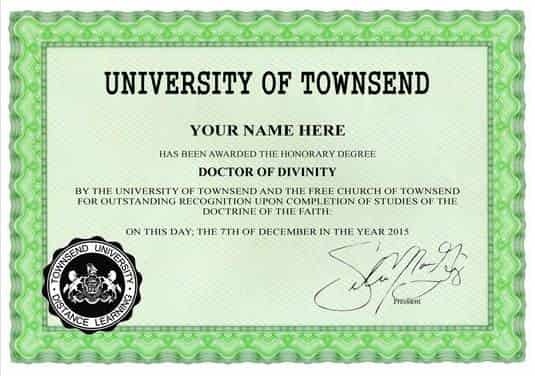 Homöopathie Doktortitel von der Townsend University
