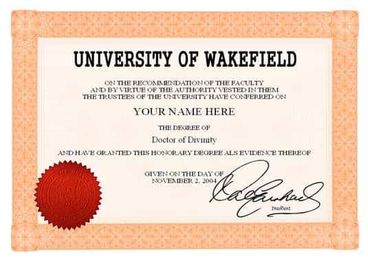 Homöopathie Doktortitel von der Wakefield University