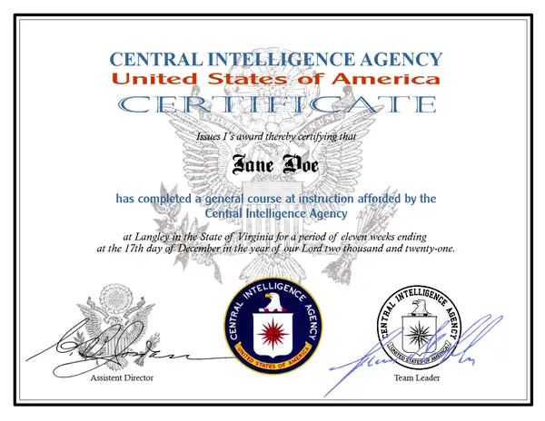 CIA Certificate (Fake)