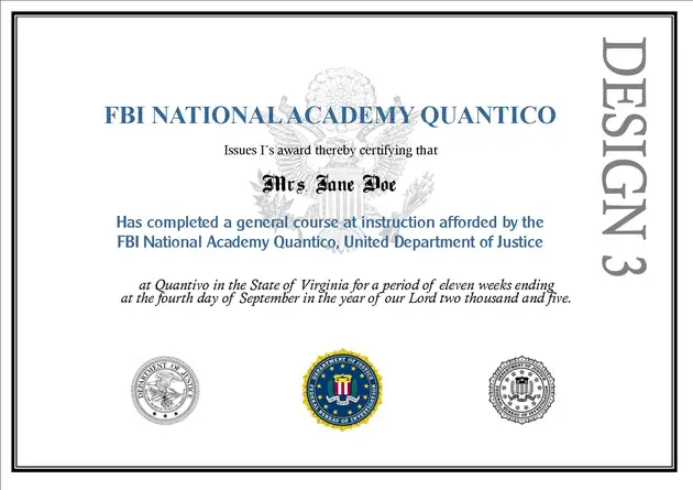 Fake FBI Certificate