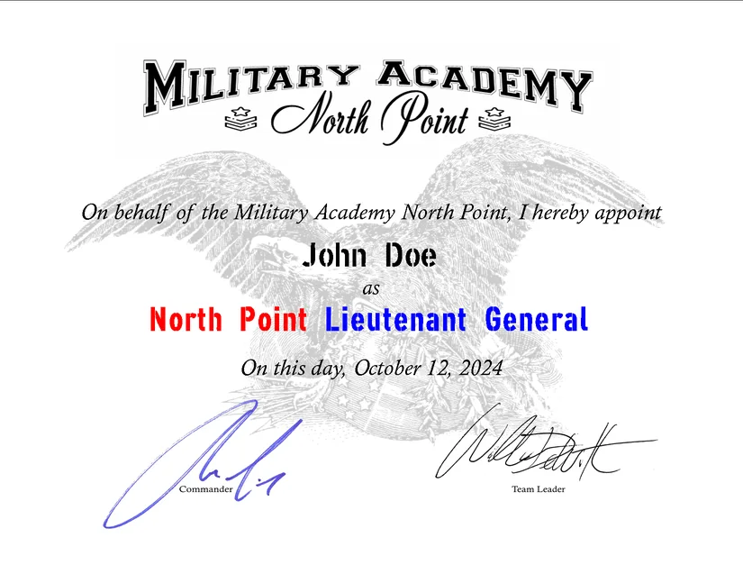 Buy Military Academy Certificate from Military Academy North Point