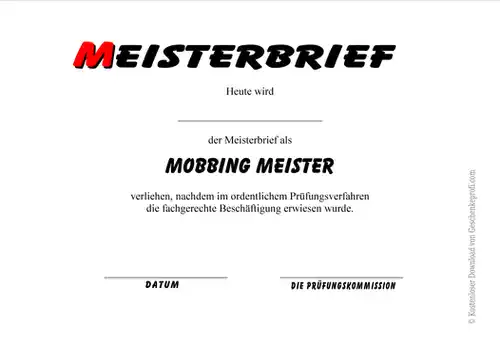 Meisterbrief Mobbingmeister